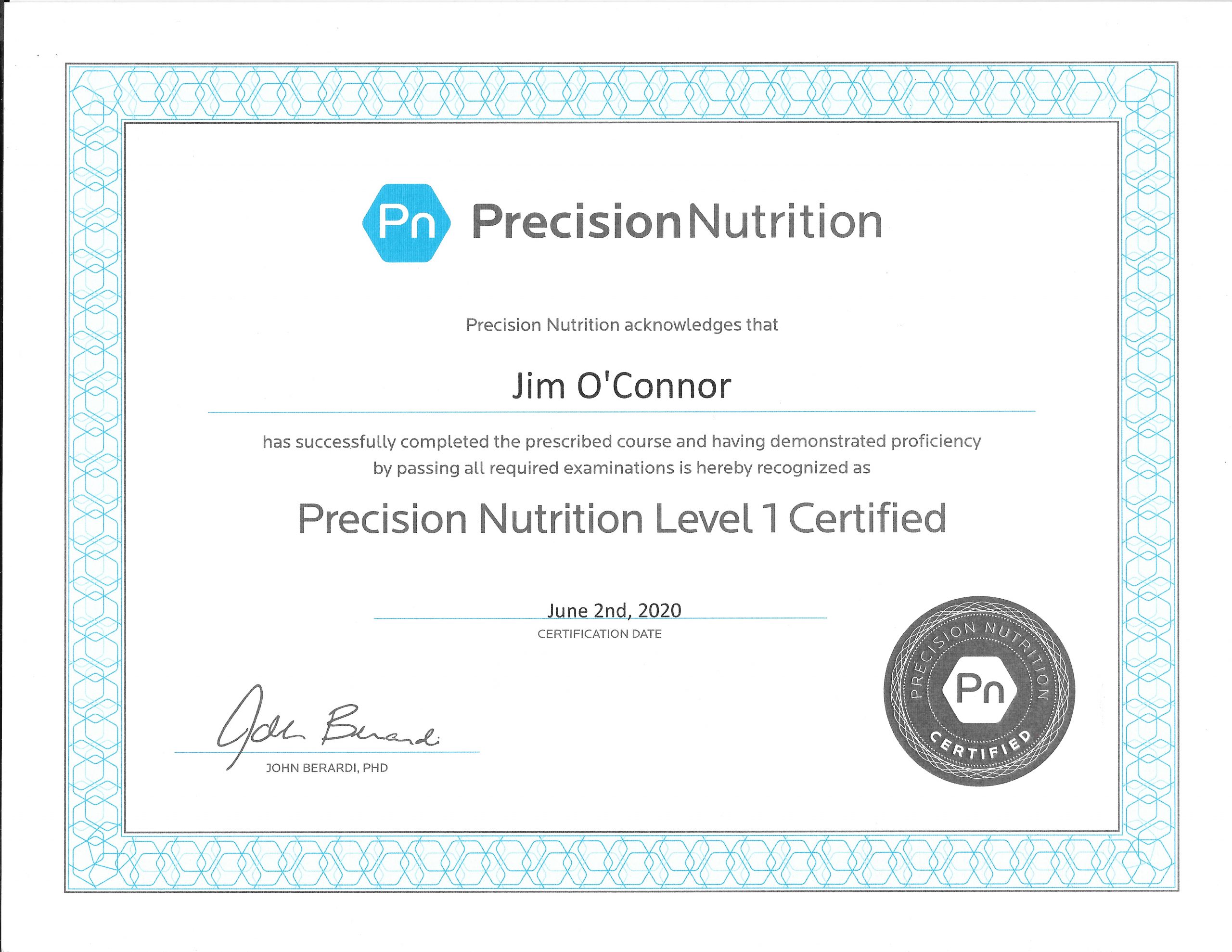 coach-jim-cert certified Nutrition Coach